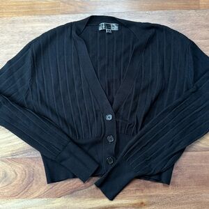 Vici Black Ribbed Cardigan Sweater